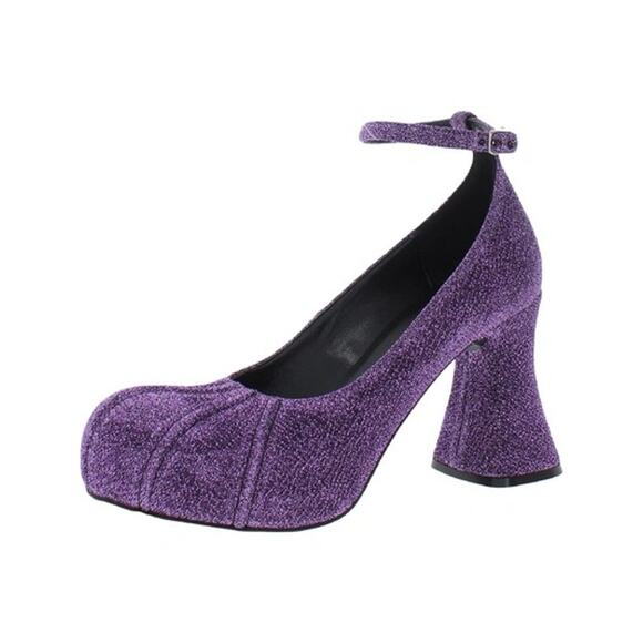 STELLA MCCARTNEY purple Groove Shimmer Dressy Ankle Strap size 36.5/US 6.5 - Picture 1 of 14
